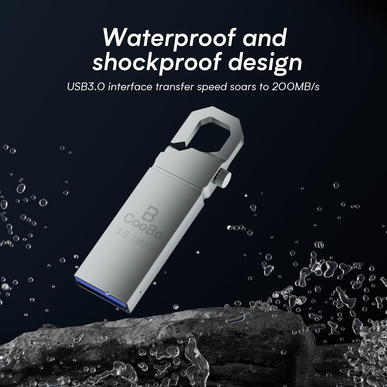 CooBo USB 3.0 Flash Drive - 982GB: Rugged, Waterproof, Metal, High-speed Transfer, Safe and Stable, Perfect for Laptops, Computers, Tablets and More