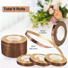 Bealif 5mm Rose Gold Curling Ribbon Set, 9 Rolls Crimped Balloon Ribbon String Shiny Bow Ribbons for Gift Wrapping Birthday Party WeddingBaby Shower Valentine's Day Crafts Decoration (10M/Roll)