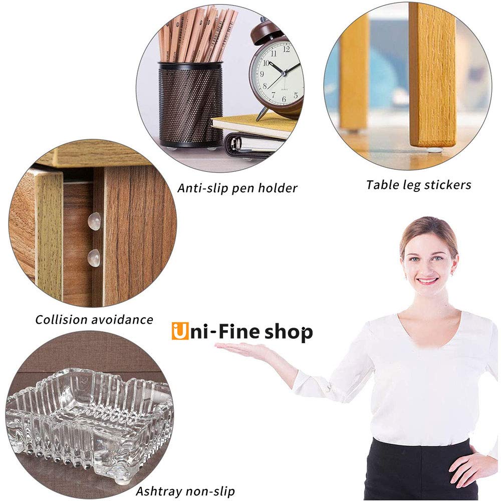 Uni-Fine 8mm Adhesive Bumper Pads, Self Adhesive Small Bumper Pads Clear Door Bumpers Round Clear Rubber Feet Anti-Collision Non-Slip Rubber Feet for Furniture Glass Tables Crafts Protect, 100Pcs