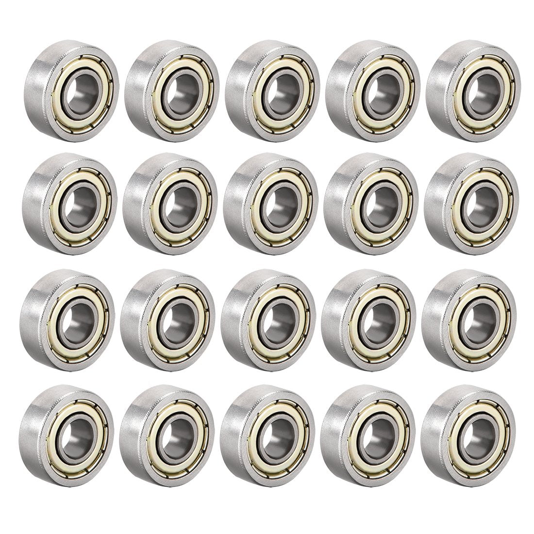 sourcing map 605ZZ Deep Groove Ball Bearing Double Shield 605Z 80015 5mm x 14mm x 5mm High Carbon Steel Z1 Bearings (Pack of 20)