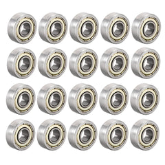 sourcing map 605ZZ Deep Groove Ball Bearing Double Shield 605Z 80015 5mm x 14mm x 5mm High Carbon Steel Z1 Bearings (Pack of 20)