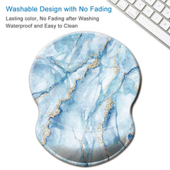 ITNRSIIET Mouse Pad, Ergonomic Mouse Pad with Gel Wrist Rest Support, Gaming Mouse Pad with Lycra Cloth, Non-Slip PU Base for Computer, Laptop, Home, Office & Travel,Blue Marbling