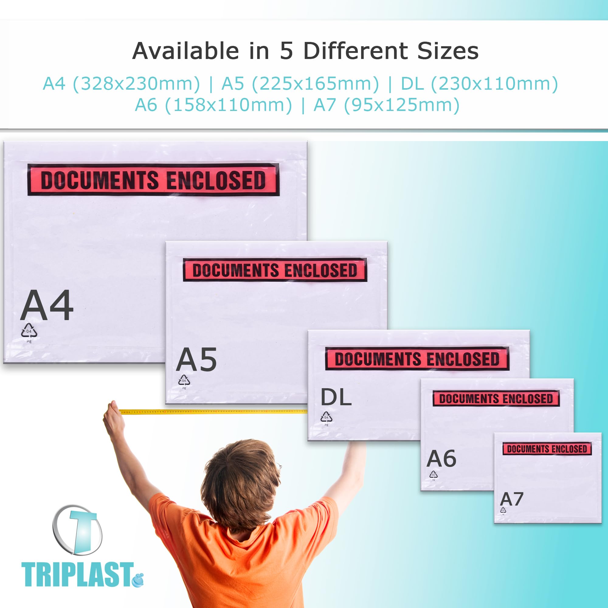 Triplast 100 x A6 Printed Document Enclosed Wallet (158 x 110 mm)   Peel & Seal Clear Plastic Envelopes/Sleeves/Pockets/Wallets   Attach Invoices, Packing Lists & Delivery Notes to Parcels