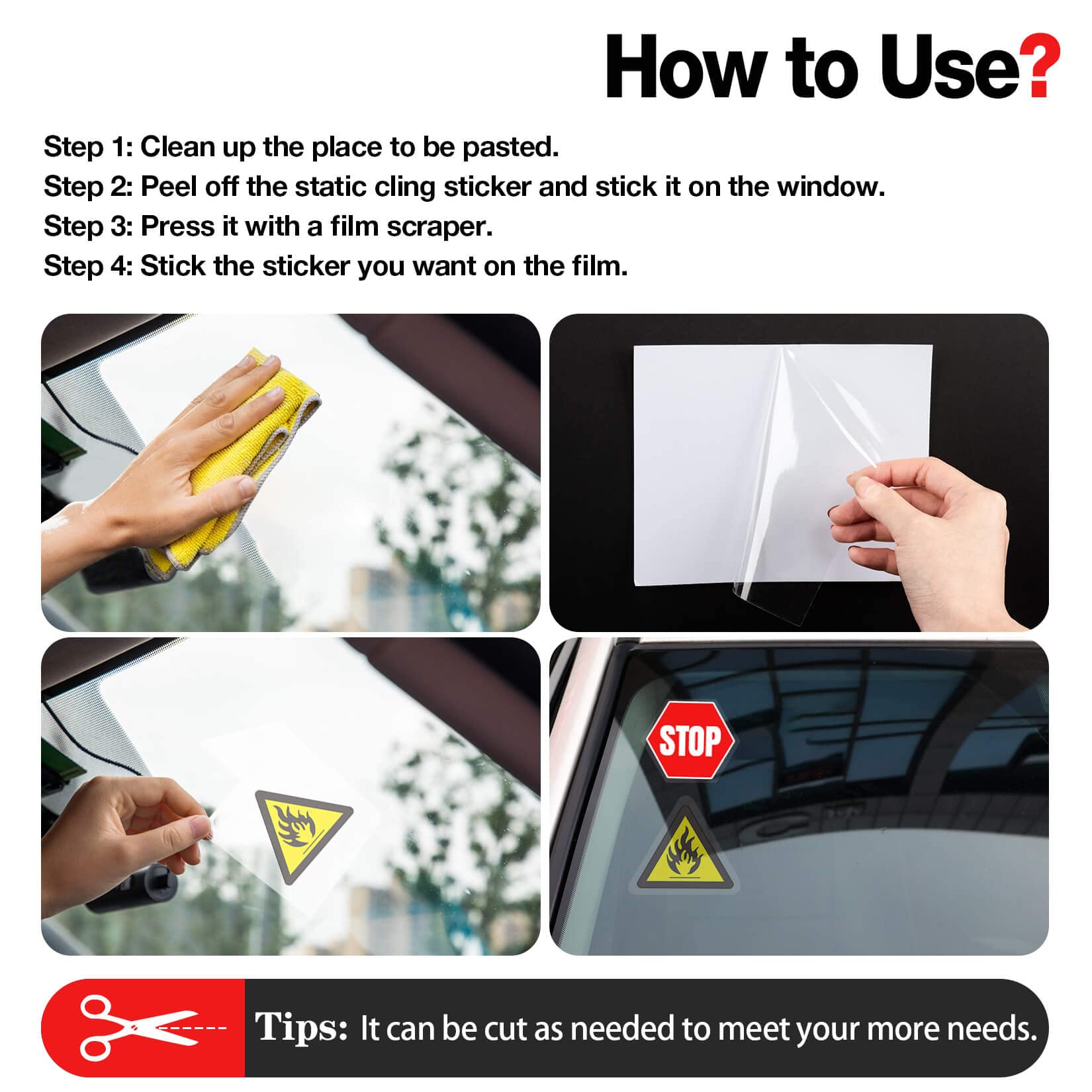 PSLER Car Windshield Sticker, Windshield Applicator, Clear Window Cling Car Inspection Sticker Holder Static Cling Window Film for Cars 20PCS 4 x 6 inch Static Cling Vinyl for Pass Holder