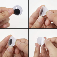 TOAOB 100pcs 6mm to 35mm Wiggle Googly Eyes with Self Adhesive Black White Round Sticky Wobbly Eyes Plastic Craft Eyes for DIY Scrapbooking Crafts