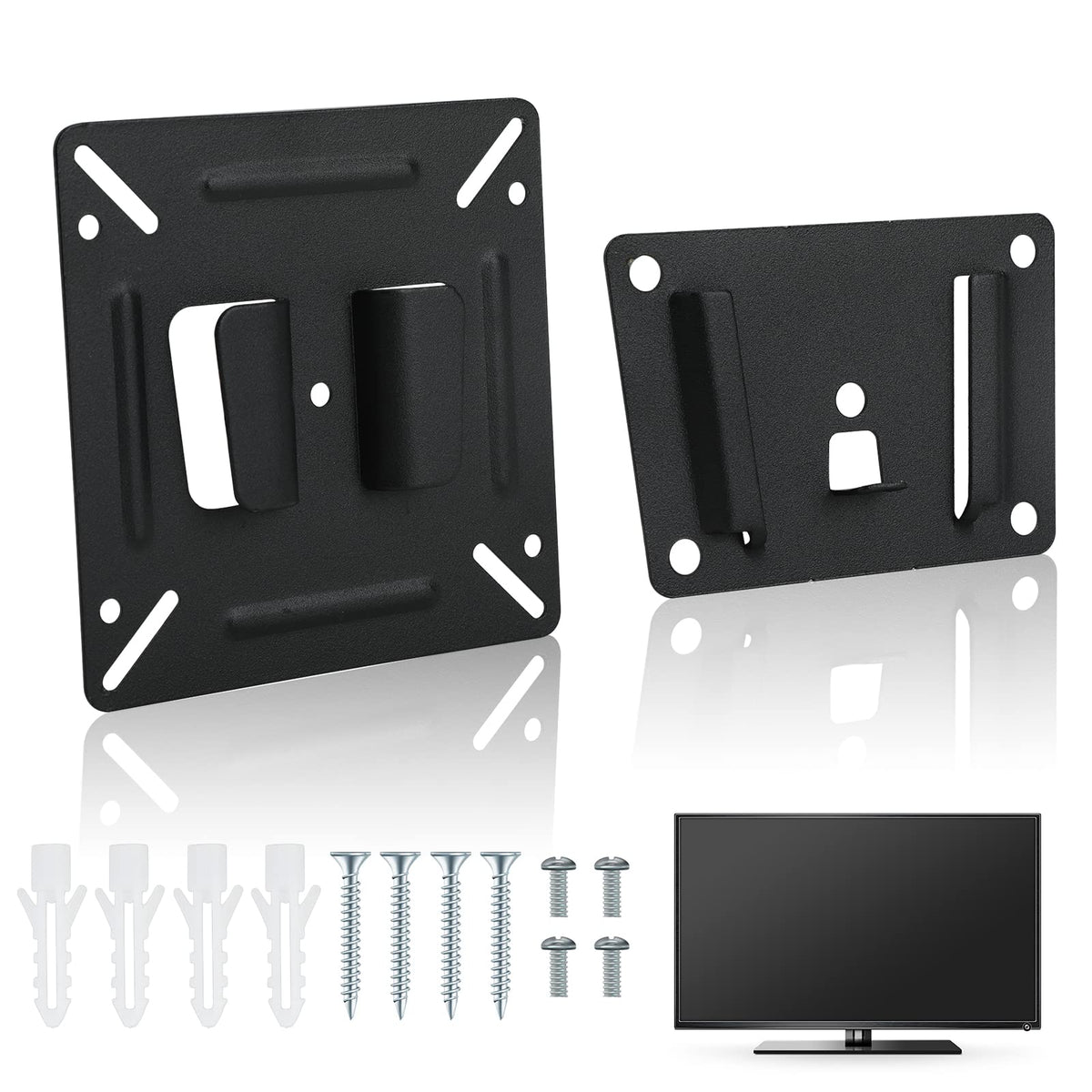 Ultra Slim 14-27 Inch Universal TV & Monitor Wall Mount, Secure Small TV Bracket for Wall Mounting, Versatile Replacement Stand, Robust Wall TV Bracket for Optimum Viewing Experience, Max Weight 30lbs