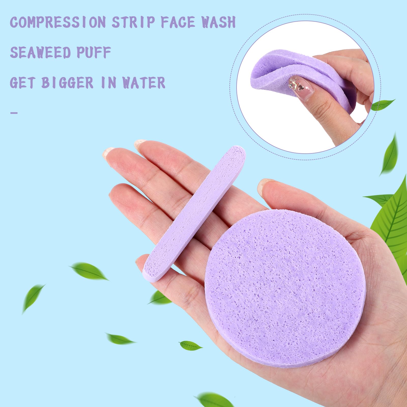 48 Pcs Facial Sponges, Compressed Face Cleansing Sponge Cellulose Face Sponge for Men Women Massage Makeup Removal(Purple)