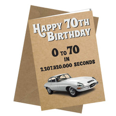 70th Birthday Card Dad / Brother / Uncle / Grandad / Friend Greetings Card E Type Jaguar Comedy Rude Funny / Humour #326