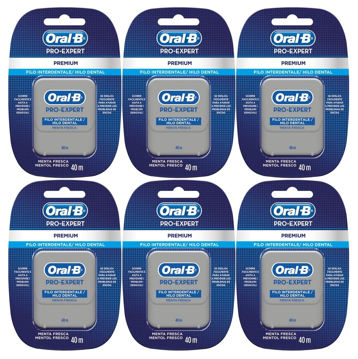 Oral-B Pro-Expert Dental Floss, Premium, 240 m (6 x 40 m), For Sensitive Teeth, Gum Care, Gingivitis Treatment, Cool Mint