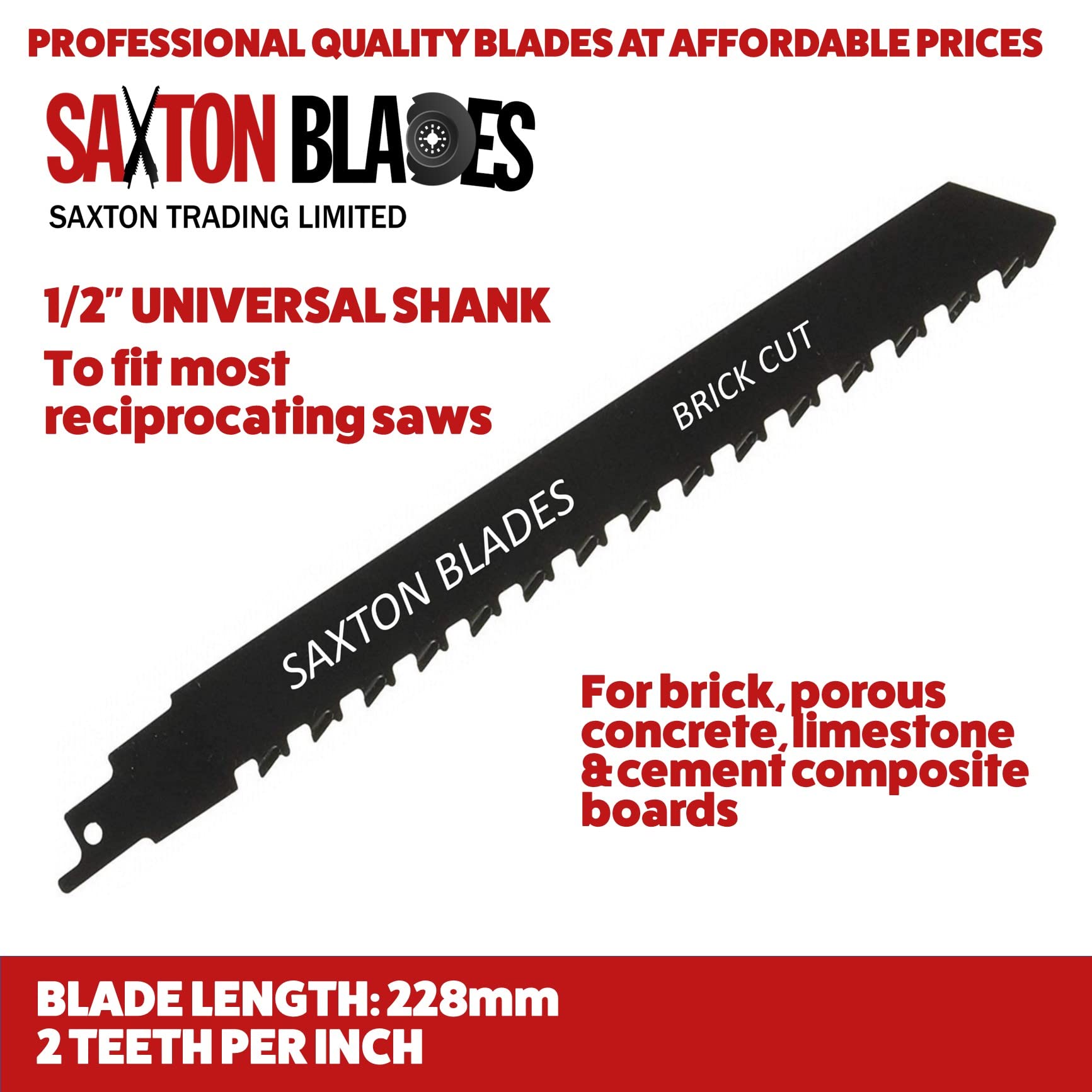 Saxton R228BC Brick Concrete Cement Board Cutting Reciprocating Sabre Saw Blade