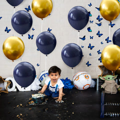 Navy Blue and Gold Balloons, 30pcs 12 Inch Balloons Metallic in Navy Blue and Gold Thick Chrome Metallic Inflatable Balloons for Birthday Wedding Baby Shower Festival Carnival Party Decorations