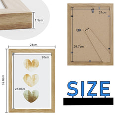 Bobeen A4 Picture Frames, Oak Photo Frame (21x29.7CM) with Wood Grain for Table Top and Wall Mounting