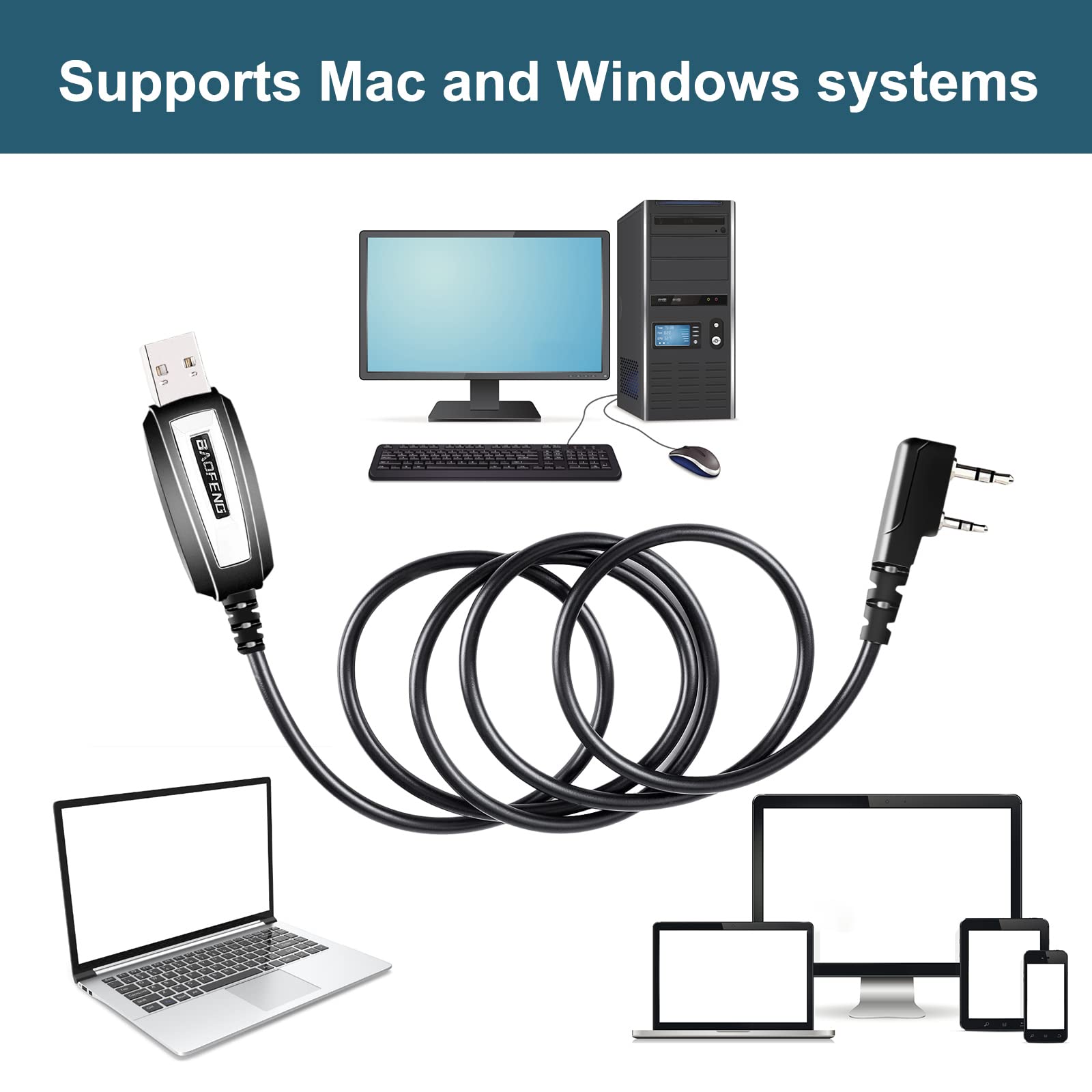 Replacement USB Programming Cable Baofeng UV-5R Radio Programming Cable for Driver CD Software UV-82 BF-888S Accessories CD Radio Communication