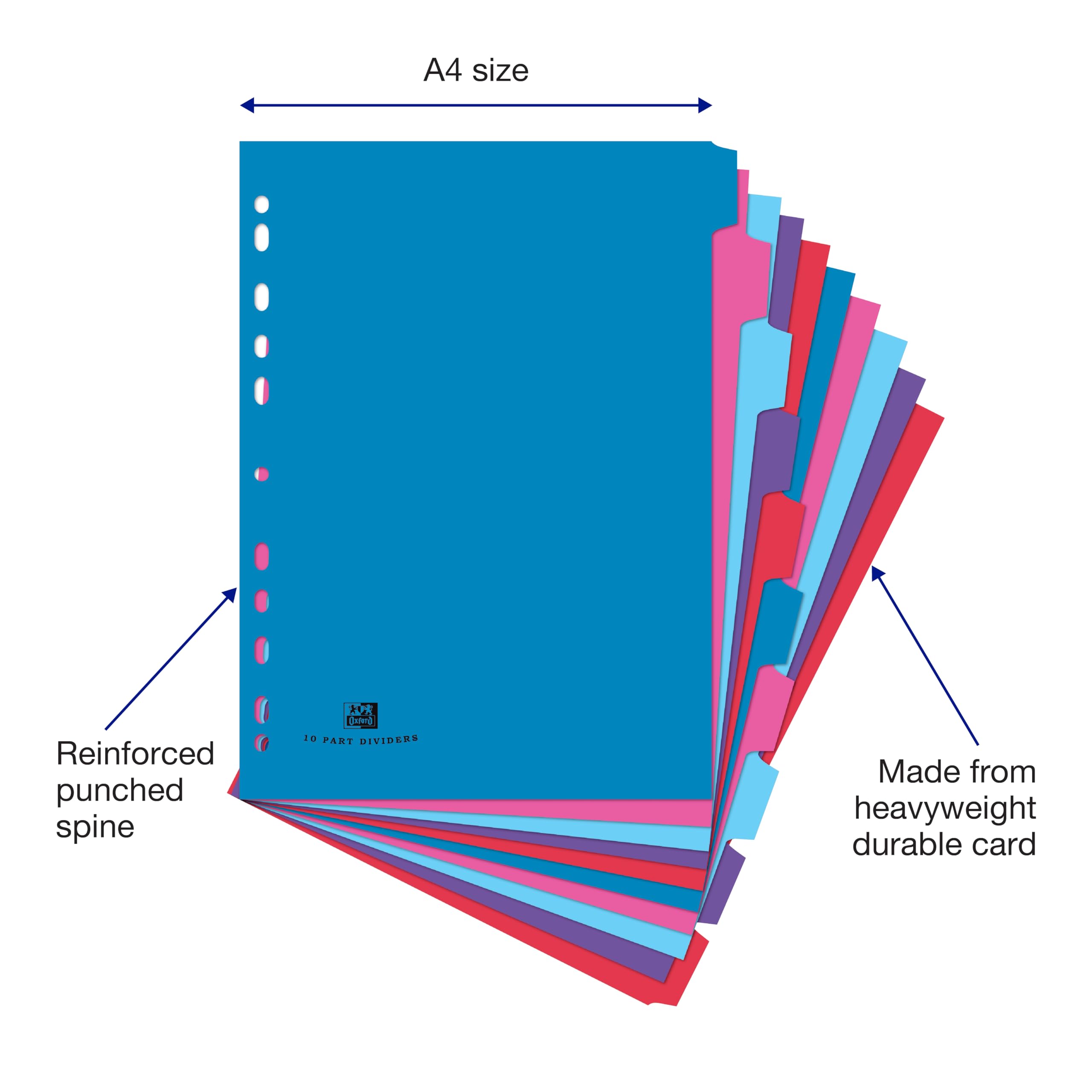 Oxford Campus A4 Size, 10 Part Dividers, Multi-Coloured, Set of 1, Assorted