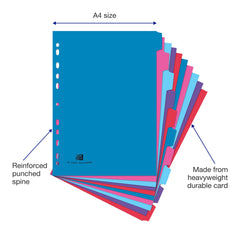 Oxford Campus A4 Size, 10 Part Dividers, Multi-Coloured, Set of 1, Assorted