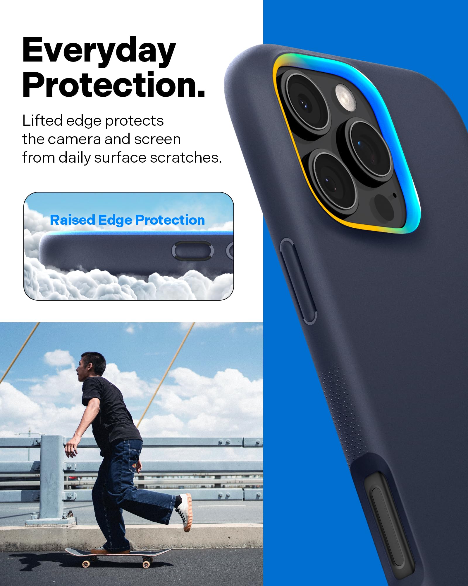 Caseology Nano Pop Mag for iPhone 16 Pro Case [Soft & Dust Free Material] Magnetic Military Grade Drop Protection Side Grip Patterns Case Cover for iPhone 16 Pro - Blueberry Navy