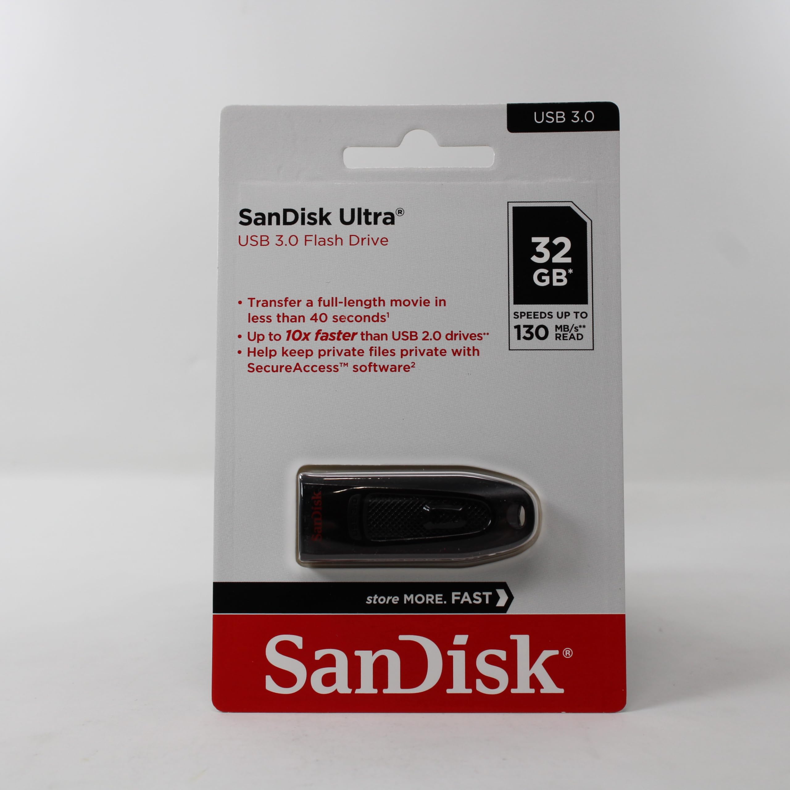 SanDisk Ultra 32 GB USB Flash Drive USB 3.0 Up to 130 MB/s Read, Black