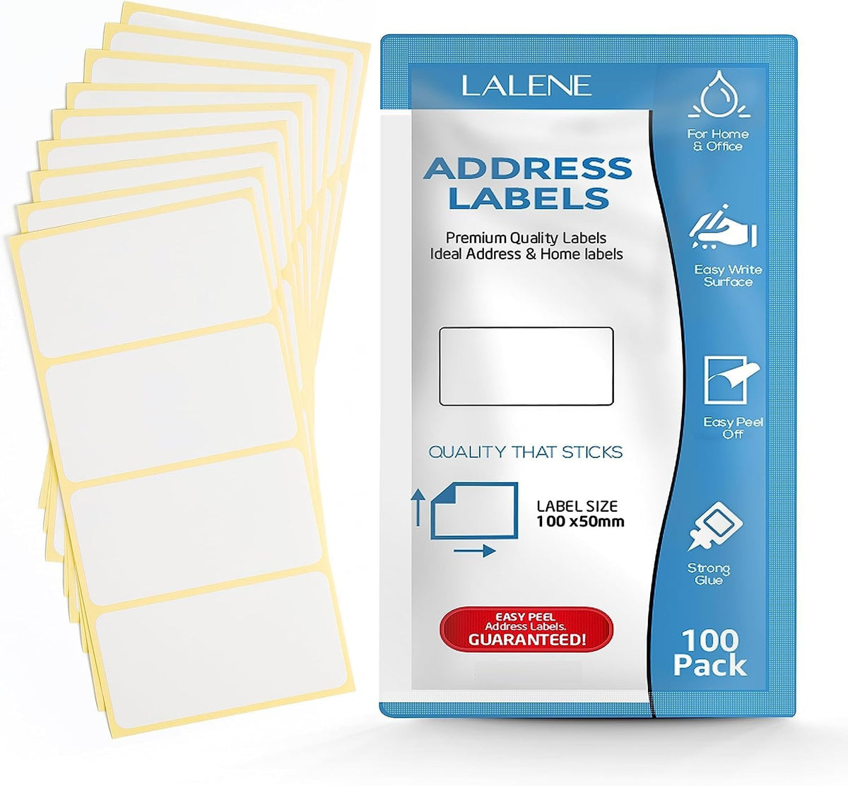 Large Labels for Storage Boxes, Self Adhesive Address Labels. 100x50mm. Postage Stickers. 100 X Plain White, Sticky Labels. Blank Postal Stickers. Large Freezer Labels