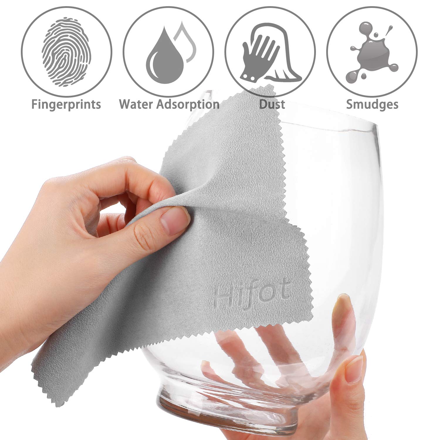 Hifot Microfiber Cleaning Cloth 12 Pack,Glasses Cleaning Cloth for Eyeglasses,Spectacles,Sunglasses, Camera Lenses, iPad,Tablets, Phones,LCD Screens and Delicate Surfaces-5.7 inches/14.5cm * 6.9 inches/17.5cm