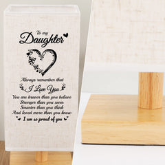 blumuze Daughter Gifts, Personalised Table Lamp Gifts for Daughter from Mum Dad, Daughter Birthday Christmas Graduation Anniversary Wedding Gifts, Fabric Wooden Desk Lamp Presents for Daughter