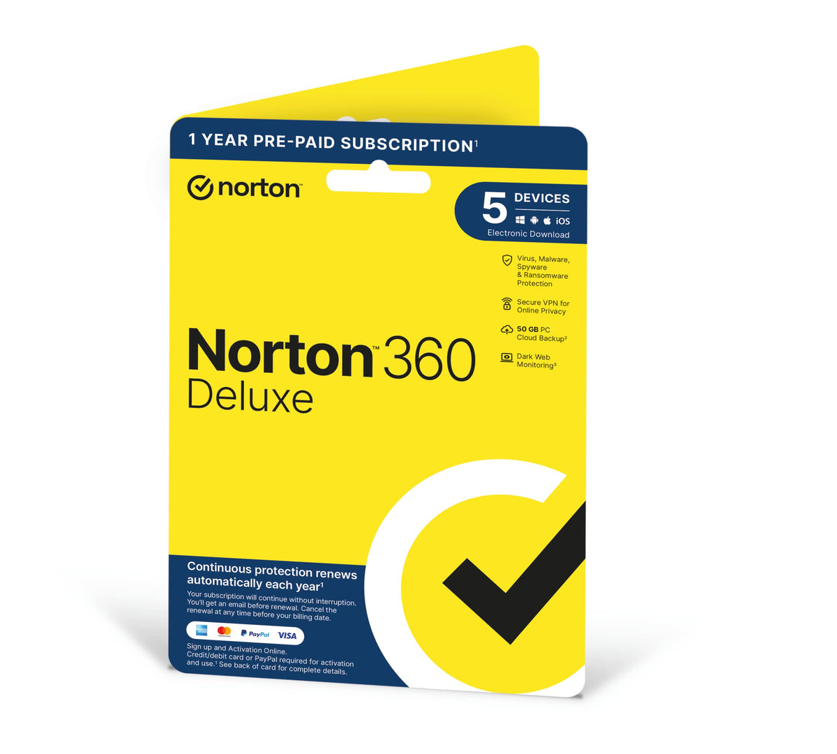 Norton 360 Deluxe 2023, Antivirus software for 5 Devices and 1-year subscription with automatic renewal, Includes Secure VPN and Password Manager, PC/Mac/iOS/Android, Activation Code by Post