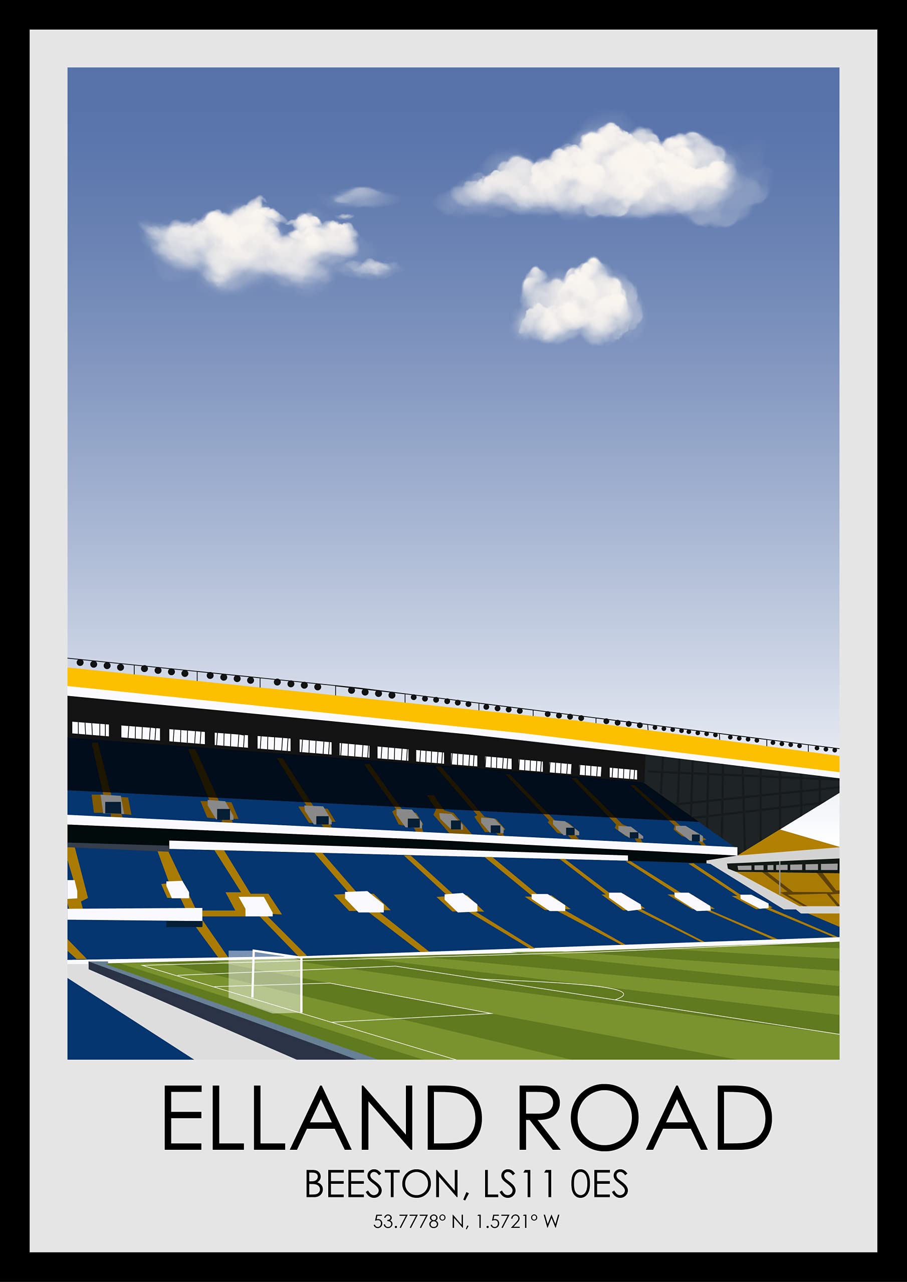 Hewson's Gifts Leeds United Football Stadium Print - Gift Present For Football Fan - Gift For Dad, Brother, Son - Football Gift (Leeds A4 Size (Elland Road))