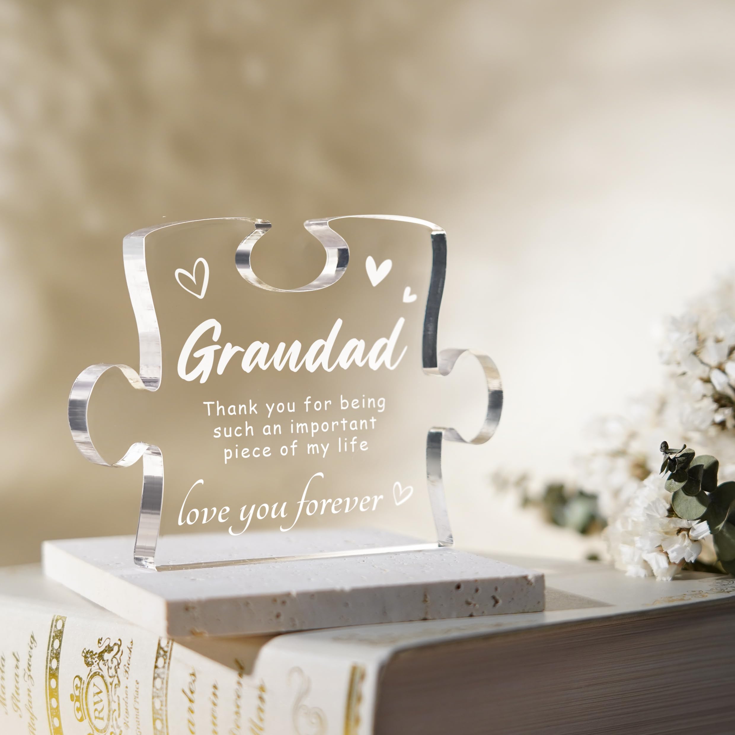 Giftasy Grandad Gifts, Unique Engraved Acrylic Puzzle Plaque Decorations, Grandad Birthday Gifts from Grandchildren, Fathers Day Christmas Birthday Gifts for Grandad, Presents for Grandad