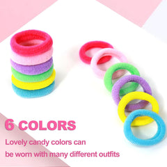 Hanyousheng 50 Pcs Baby Hair Bands, Baby Hair Bobbles, Colorful Cotton Baby Hair Ties, Mini Seamless Ponytail Holders, Kids Hair Accessories for Baby Girls Infants Toddlers