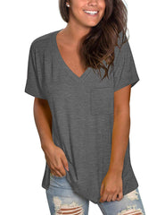 MOLERANI Womens V Neck Tshirts Short Sleeve Tunic Tops for Leggings Grey XXL