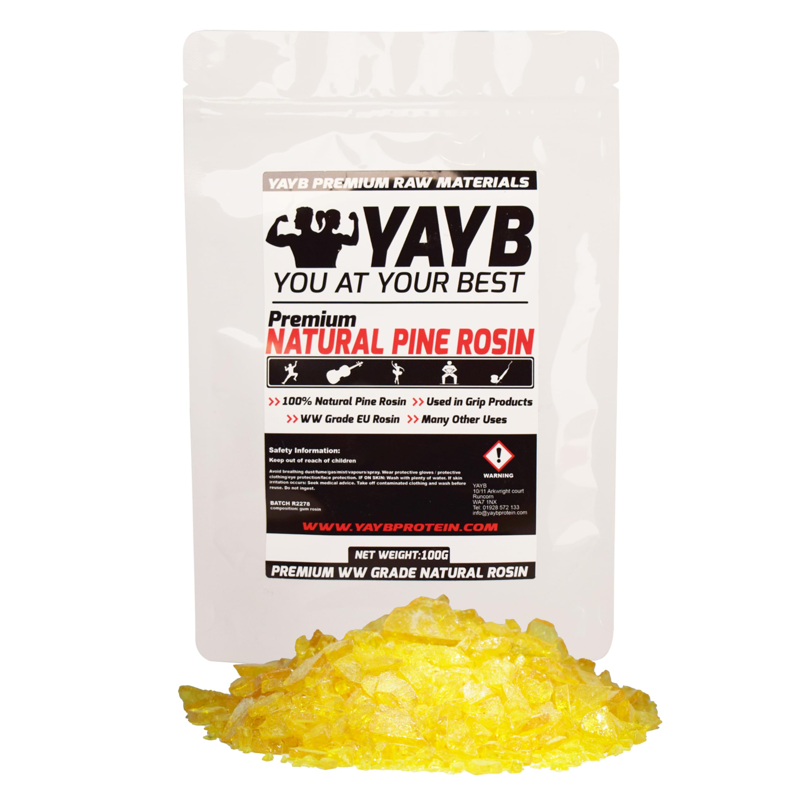 YAYB Natural Pine Rosin/Colophony - 100% High Grade UK & EU Certified Rosin Flake (100g)