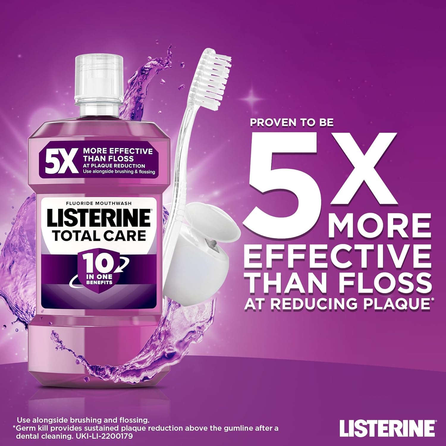 Listerine Total Care Antibacterial Mouthwash (1000ml), Caring and Cleansing Mouthwash with 10-in-1 Benefits, Clean Mint-Flavoured Mouthwash to Freshen Breath