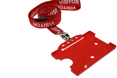 Customcard ltd Red Visitor Lanyard Metal Clip & Red ID Card Holder Pack of 10 Visitor Lanyards