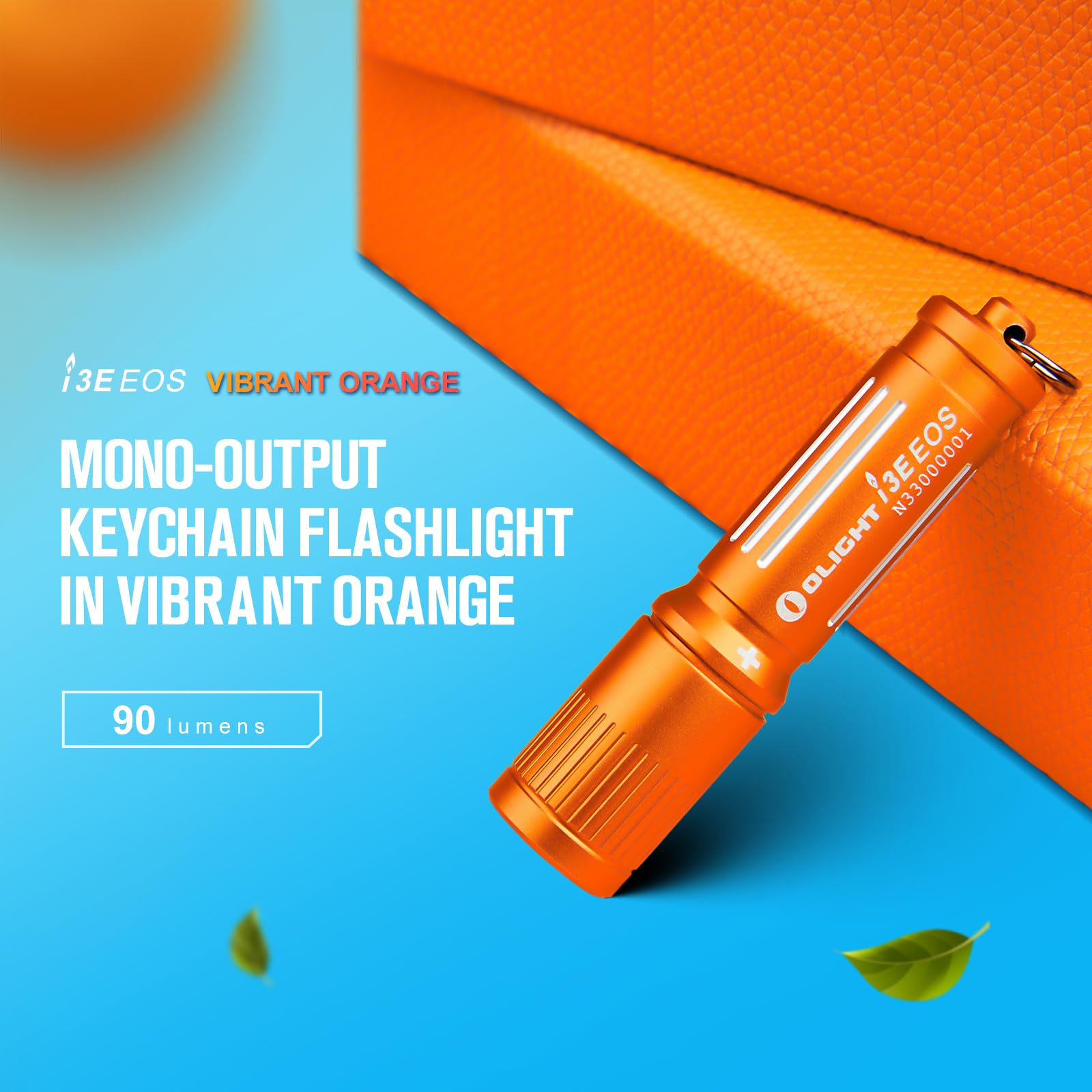 OLIGHT I3E EOS Pocket Torch 90 Lumens EDC Flashlights Compact Keychain LED Mini Torches Single AAA Keyring Light for Night and Camping (Vibrant Orange)