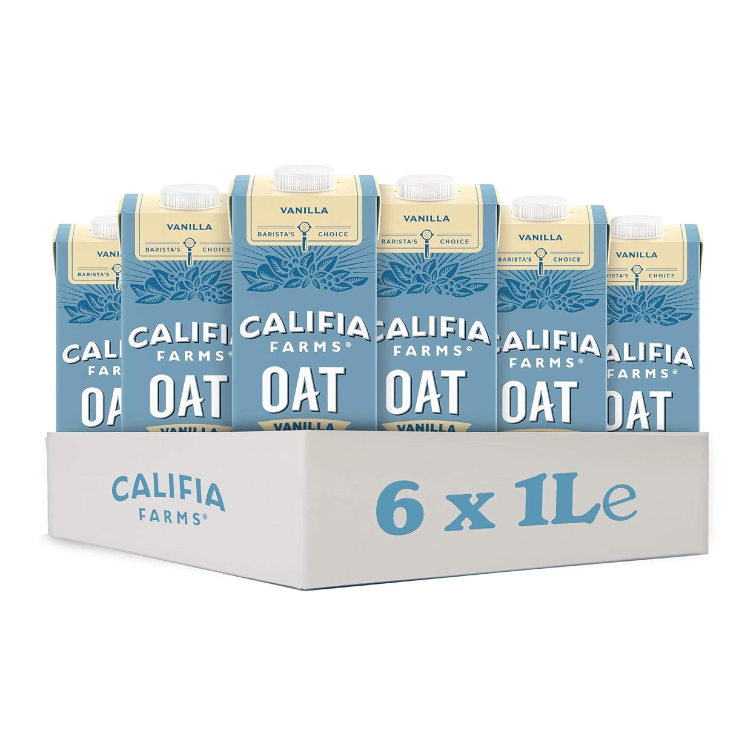 Califia Farms Vanilla Oat Barista Blend Drink - Vanilla Flavour Barista Blend With Calcium & Vitamin D - Dairy Free, Lactose Free & Vegan 6 x 1L