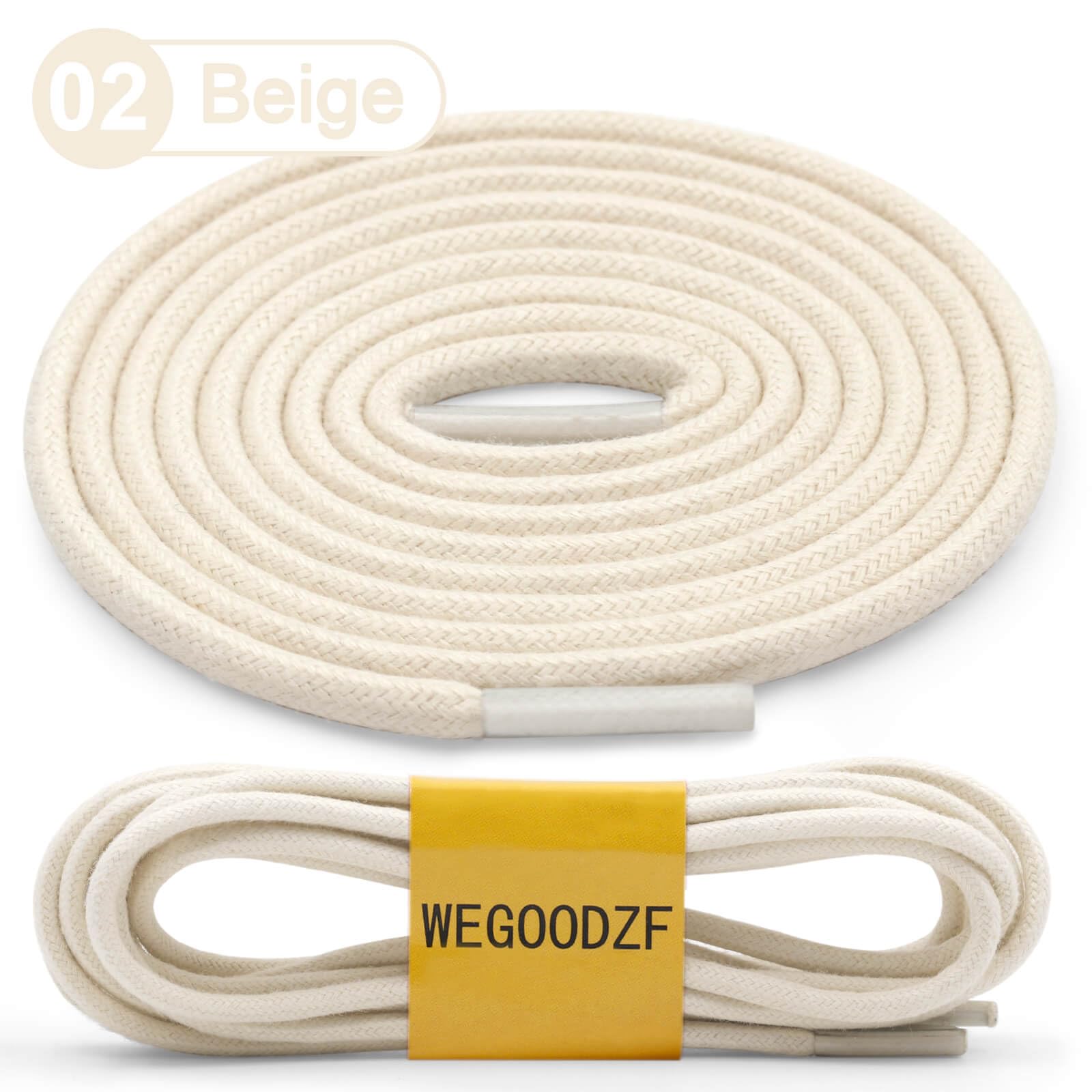 WEGOODZF Round Waxed Cotton Shoelaces: 3.5mm Thick 100CM Long Beige Wax Shoe Laces Multi Coloured Replacement Shoelace 2 Pairs for Men Women Kids