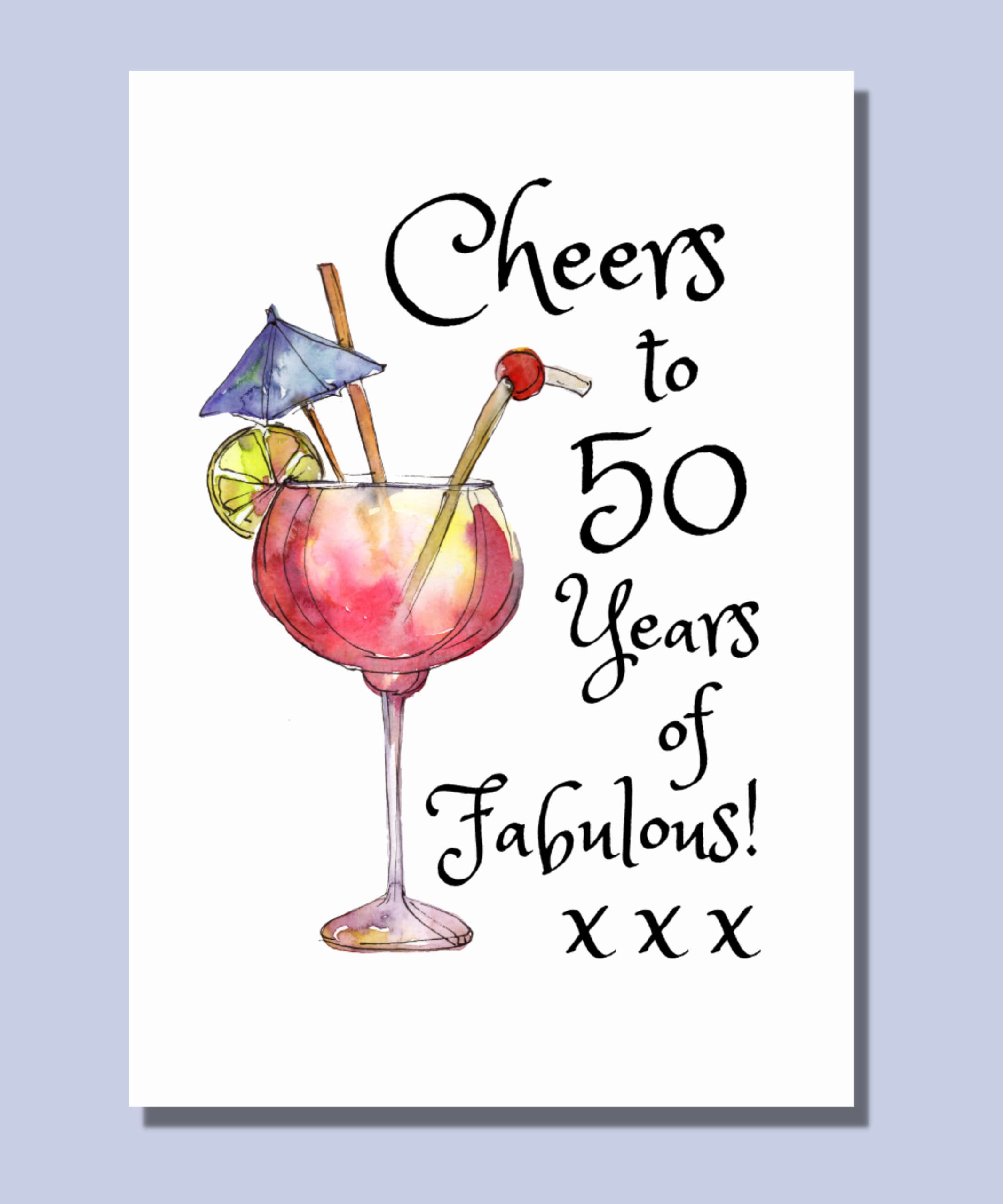 Cheers to 50 Years of Fabulous - Fun 50th Birthday Card For Women