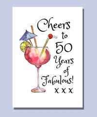 Cheers to 50 Years of Fabulous - Fun 50th Birthday Card For Women