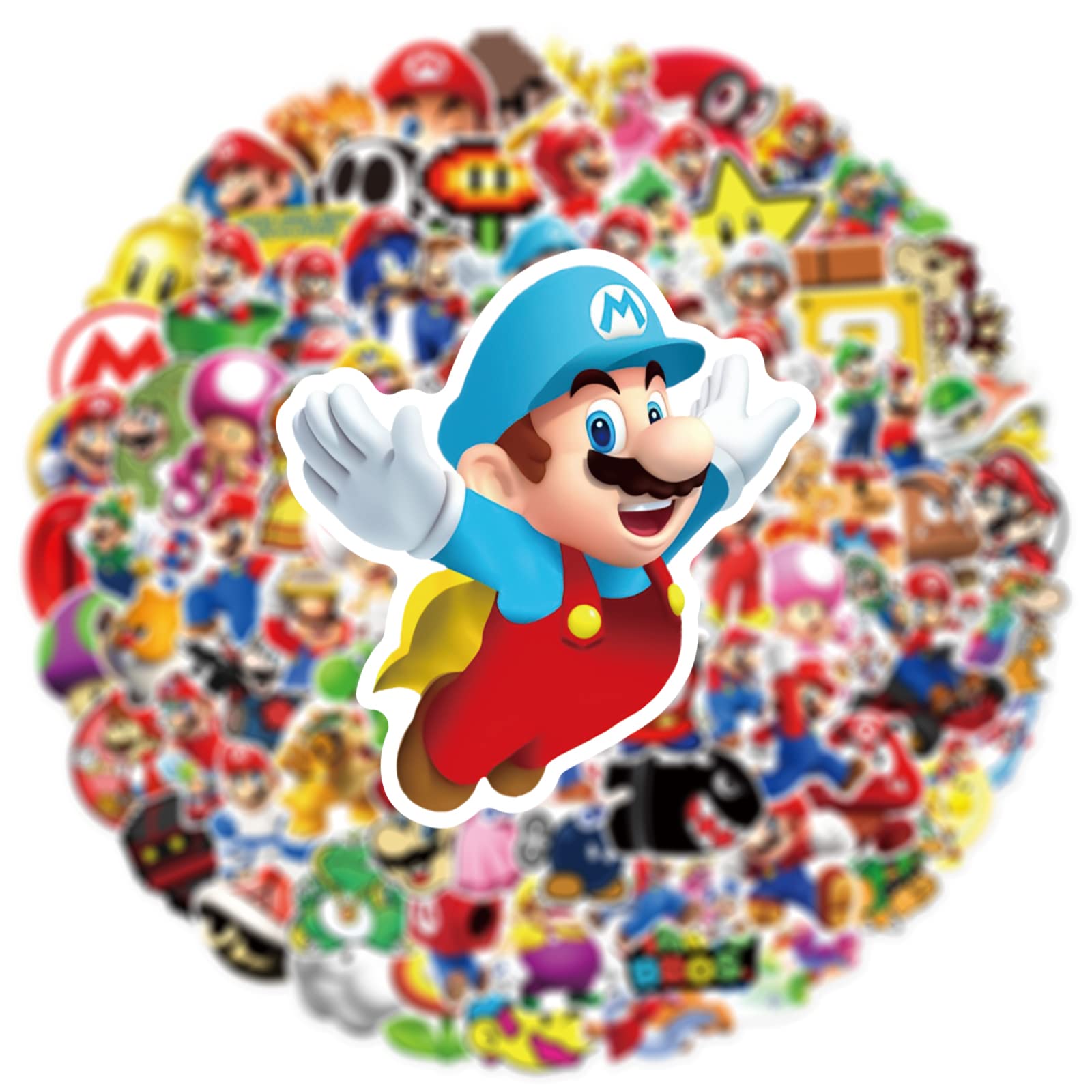 Super Mario Bros Stickers for Water Bottles 100 Pack Cute,Waterproof,Aesthetic,Trendy Stickers for Teens,Girls Perfect for Waterbottle,Laptop,Phone,Travel Extra Durable Vinyl (Mario) …