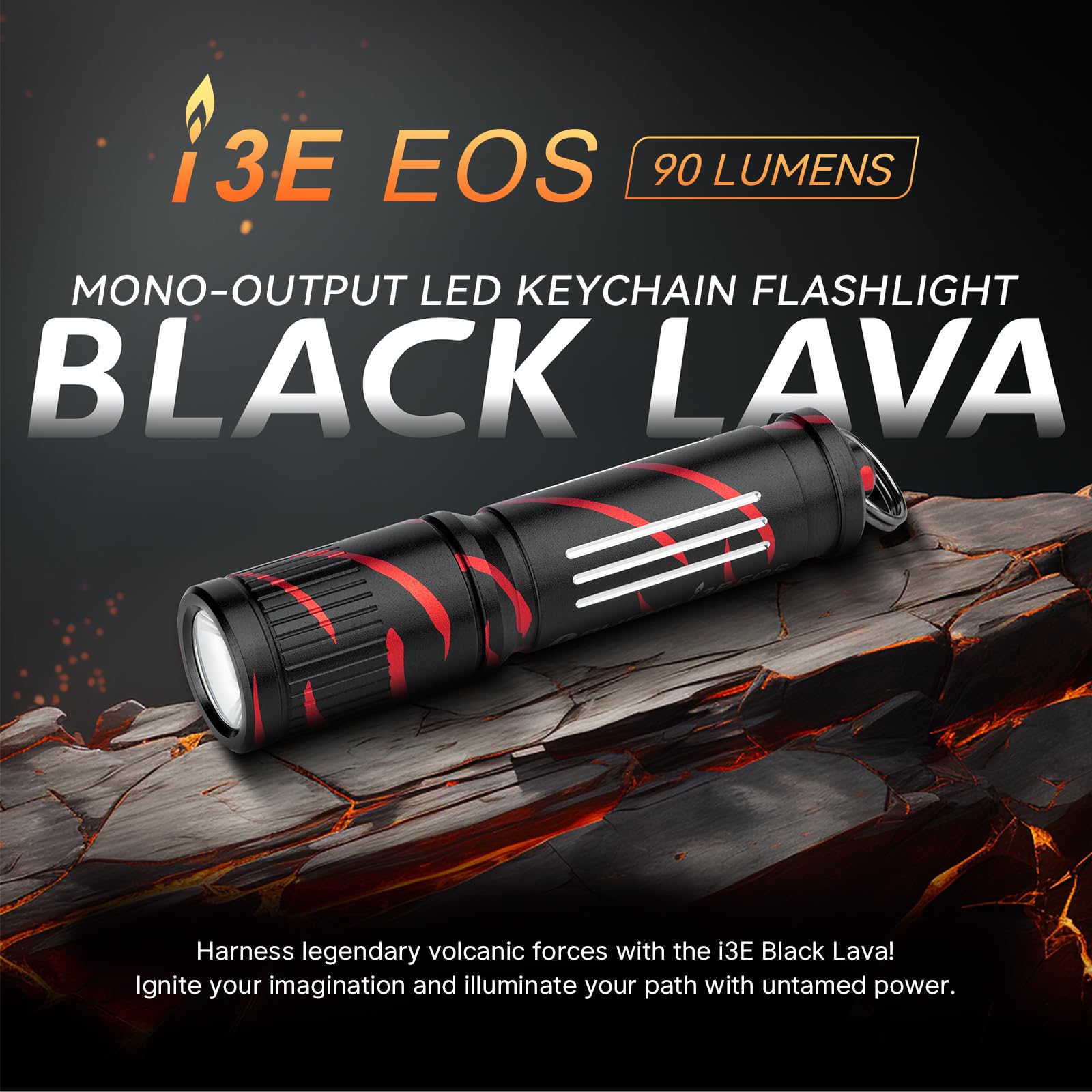 OLIGHT i3E EOS Pocket Torch 90 Lumens EDC Flashlights Compact Keychain LED Mini Torches Single AAA Keyring Light for Night and Carrying (Black Lava)