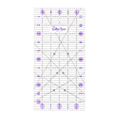 The Quilted Bear Quilting Rulers - Transparent Acrylic Non Slip Quilting & Patchwork Ruler with Clear Black Lines & 30, 45 & 60 Degree Angles (6 inches x 12 inches)