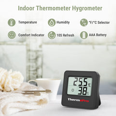 ThermoPro TP157 Digital Hygrometer Indoor Thermometer for Home, Baby Room Thermometer Humidity Meter with Temperature Humidity Sensor and Face Icon Comfort Indicator for Greenhouse Baby Room Office