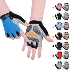 CubePlug Kids Boy Girl Cycling Climing Half Finger Gloves GEL Padded BMX Bike Fingerless [SPI] (S, Navy)