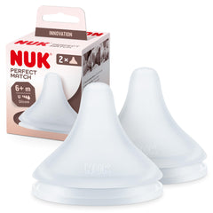 NUK Perfect Match Baby Bottle Teats   6and Months   Adapts to Baby's Palate   Anti Colic Vent   BPA-Free   Universal Silicone Teat for Bottles   2 Count