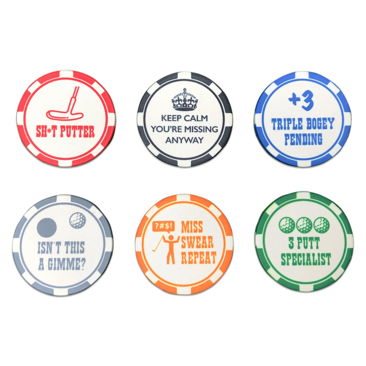 HORRIBLE BALLS Funny Golf Ball Marker Set Poker Chip Edition - Great Novelty Golf Gift For A Bad Putter