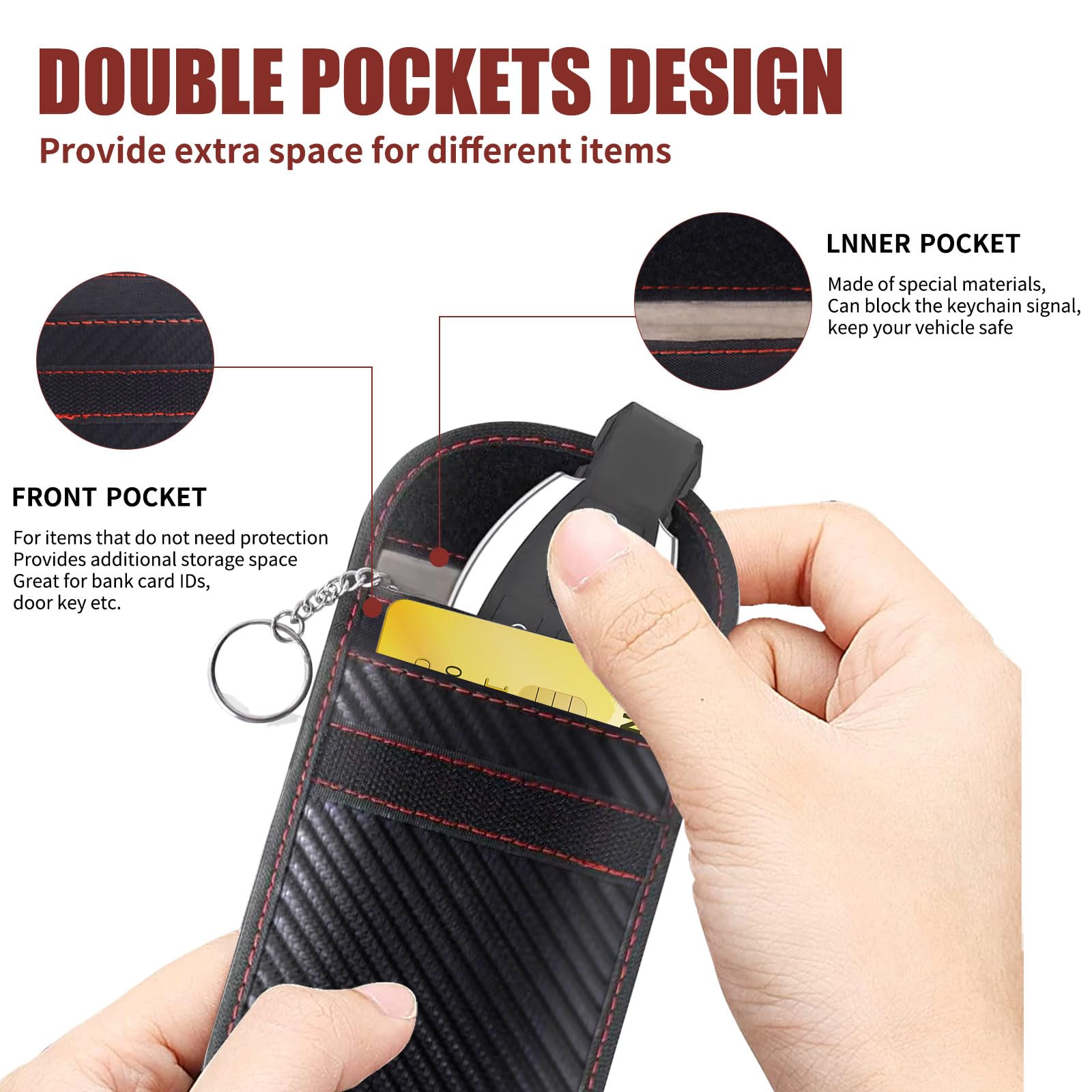 Nestling 2 Pack Signal Blocking Pouch,Attenuated Signal Keyless Entry Car Keys Case,Faraday Pouch for Car Keys,Rfid key pouch,Car Key Signal Blocker Pouch Anti-Theft Remote Entry-Car Accessories