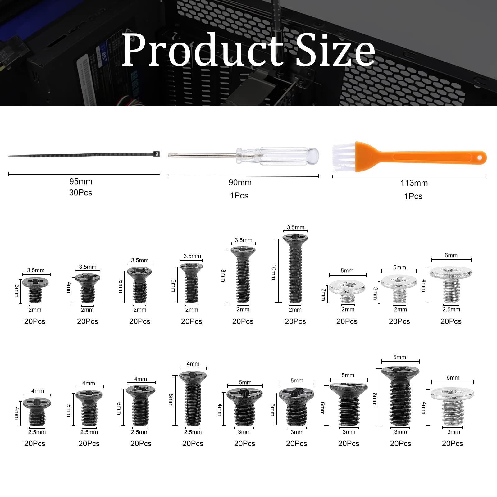 HSEAMALL 392PCS Computer Screws Set,PC Case Screw Motherboard Standoff Screws for Hard Drive Fan Power Chassis Graphics Repair