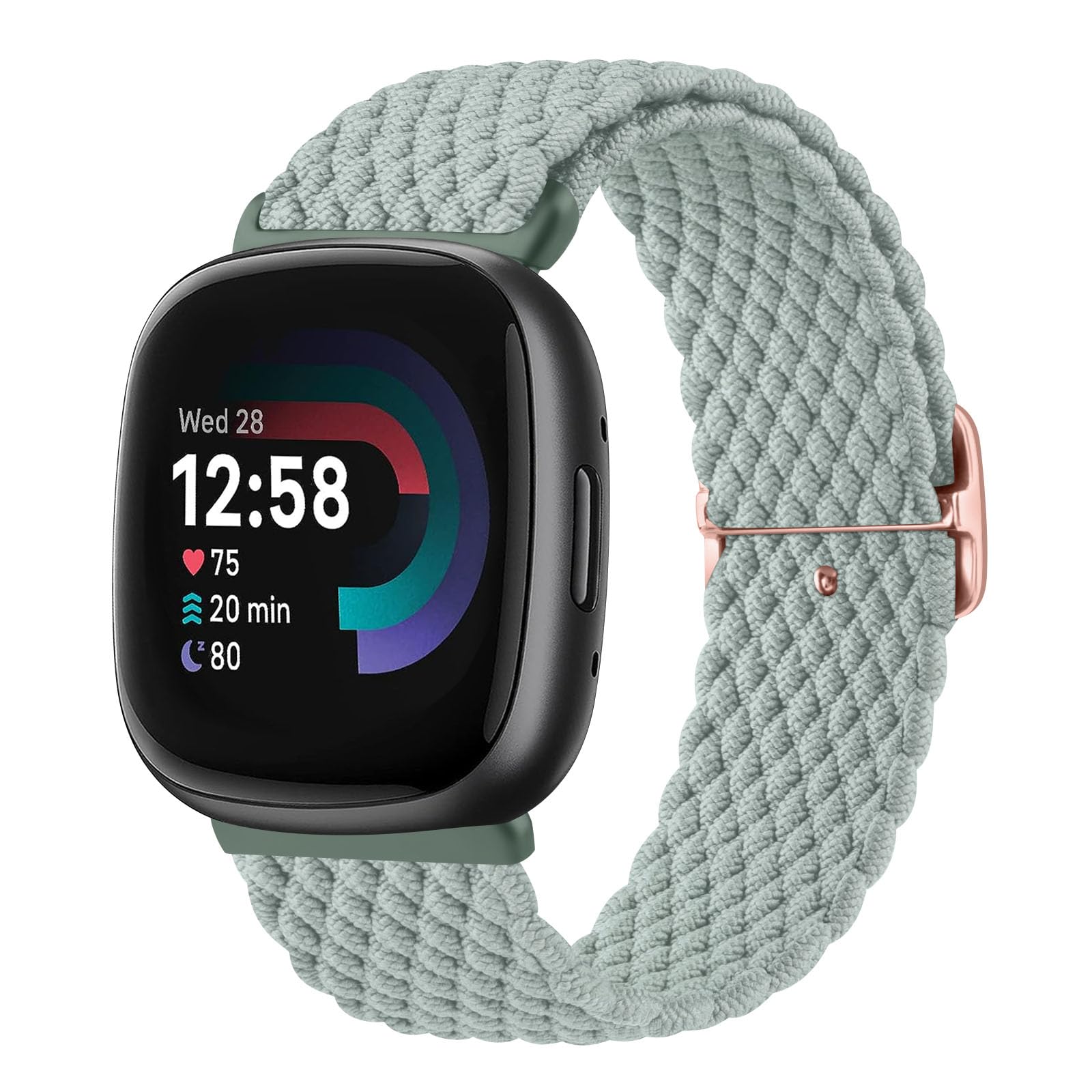 Elastic Nylon Straps Compatible with Fitbit Versa 4 Strap/Fitbit Versa 3 Straps/Fitbit Sense Strap/Fitbit Sense 2 Strap for Women Men,Stretchy Band for Fitbit Sense 2/Versa 3/Versa 4 (Light Green)