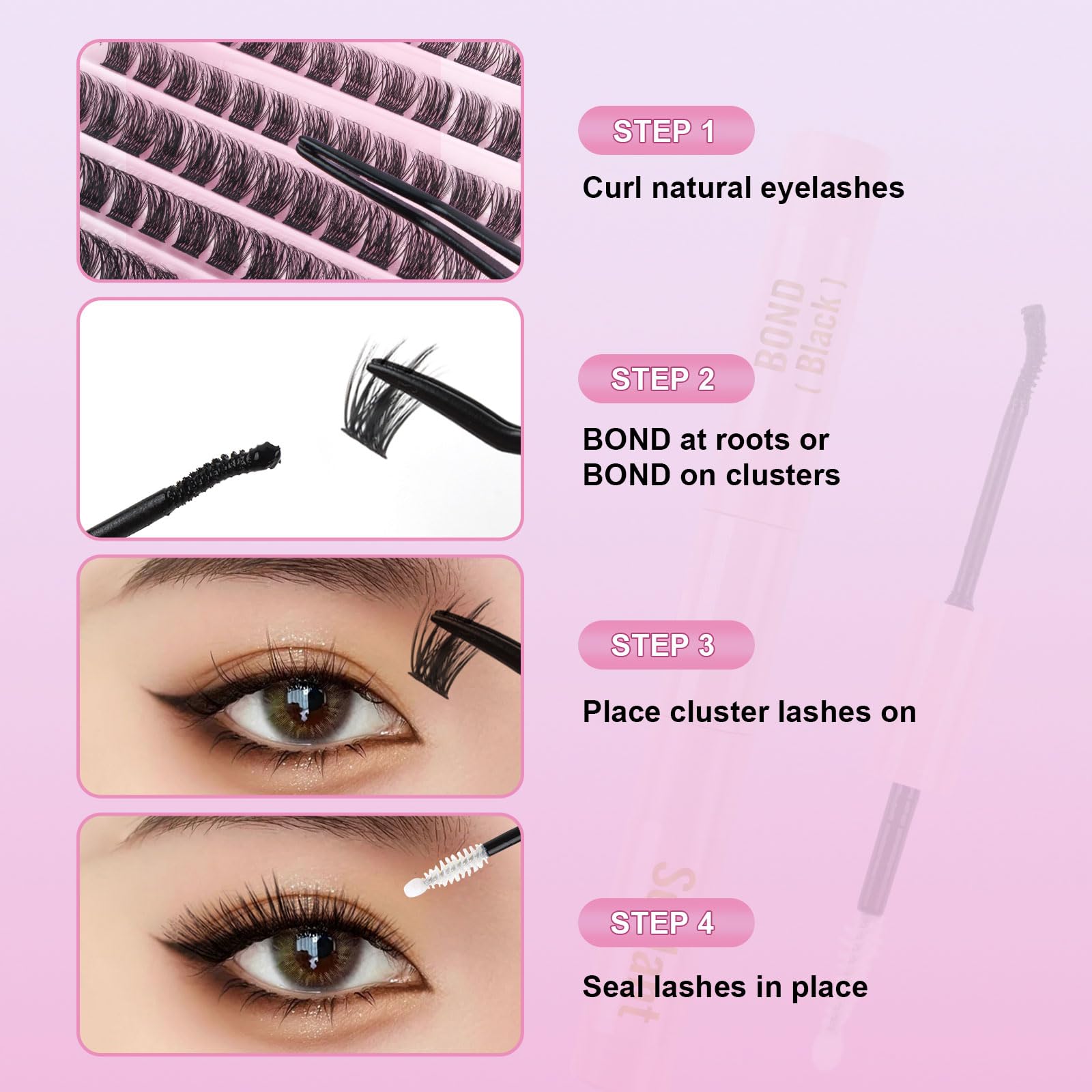 Sixstarhair Cluster Lashes D Curl 120 Clusters Individual Lashes 8-16mm Diy Individual Eyelashes Extenison Mega Volume Eyelash Clusters Natural Look Cat Eye Lash Extensions Diy at Home