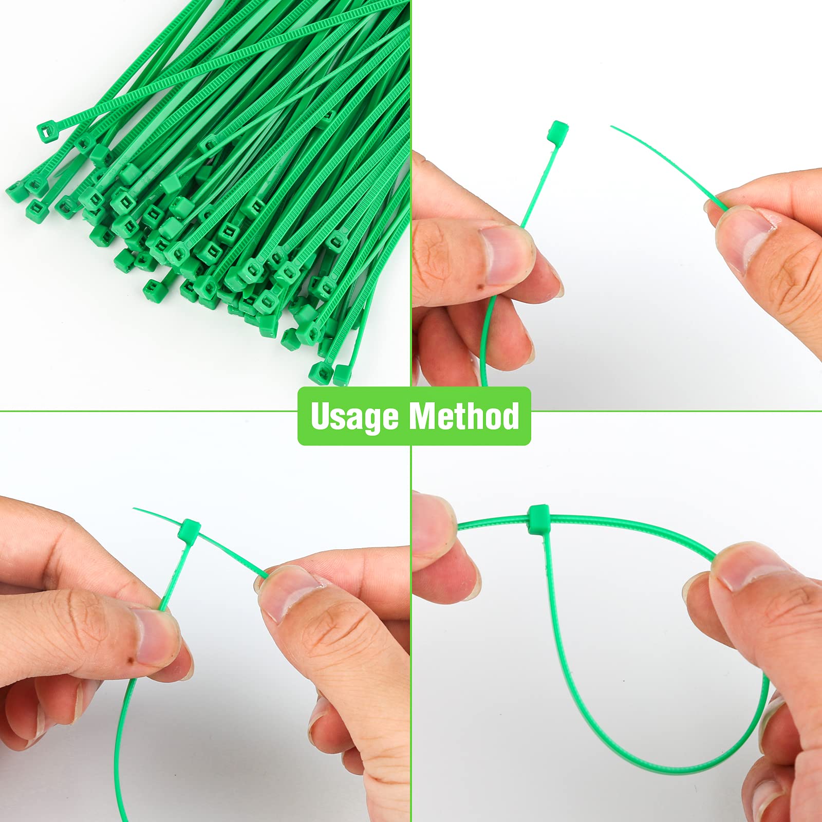 150 Pcs Green Cable Ties Set Plant Support Twist Ties Adjustable Garden Ties Self-Locking Multiple Uses Cable Ties for Home Garden Tree Potted Plants (20cm,25cm,30cm)