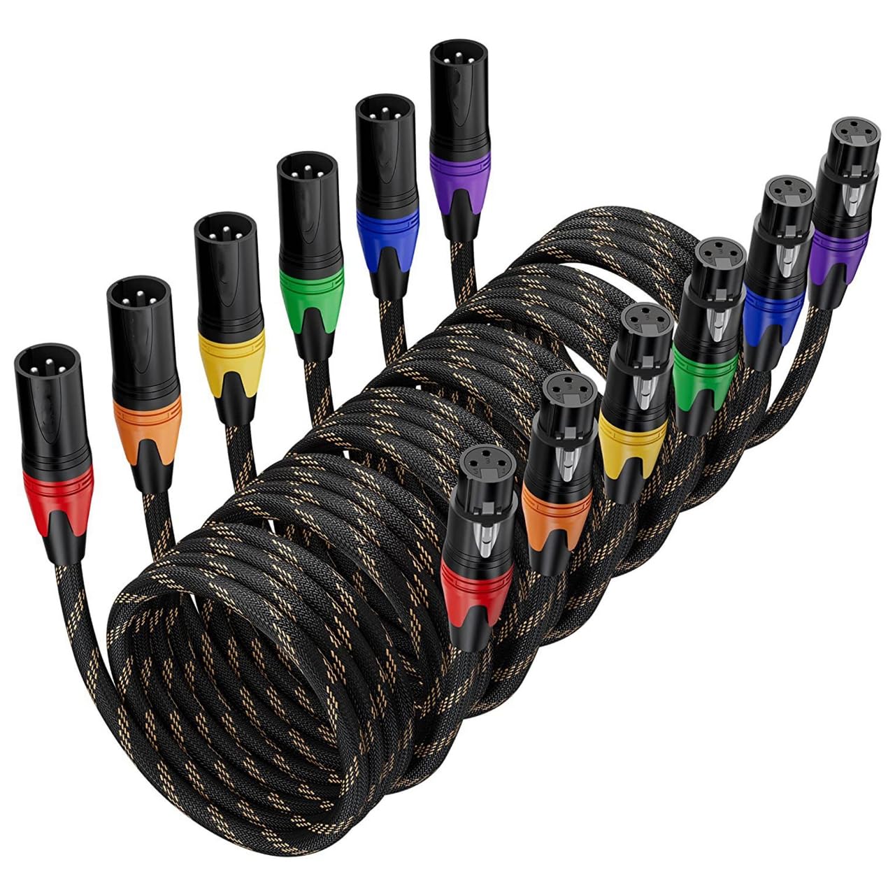 XLR Cable - Male to Female,For microphone,PA,Amplifier, Mixing Desk,Audio interface,instrument,DJ,DMX,powered Speaker System,stage lighting, balanced XLR, mic cable,Nylong Braided/PVC